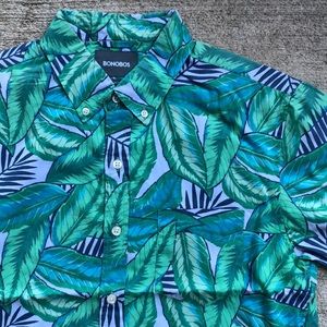 Bonobos Riviera Shirt Medium Slim Green Leafs